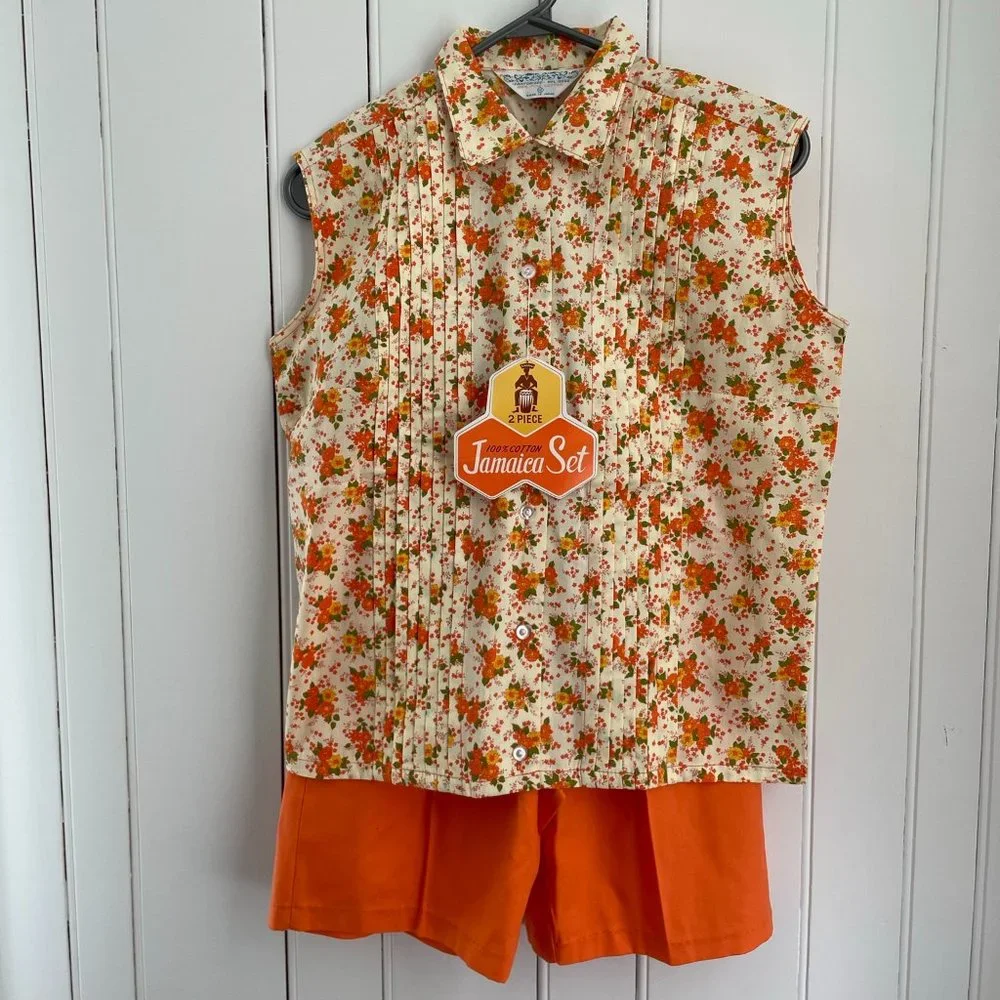 NWT Deadstock Adorable 50s-60s Floral Two Piece Short/Playsuit Set Sz 12 (XS) - Picture 2 of 10
